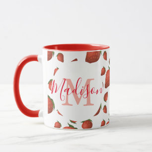 Caneca Monograma Vermelho Girassol Personalizado