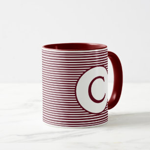 Caneca Monograma vermelho marrom da listra