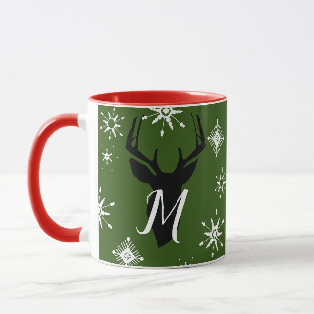 Caneca Monograma Whimisístico Deer Snowflakes Cama de Nat (Esquerda)