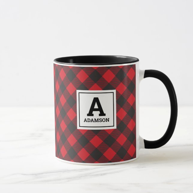 Caneca Monograma Xadrez Red Black Buffalo (Direita)