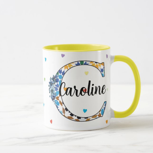 Caneca Monograma Z8-C – Elegância Geométrica e Flo (Direita)