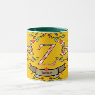 Caneca Monograma "Z" de Natal Retro Bastante