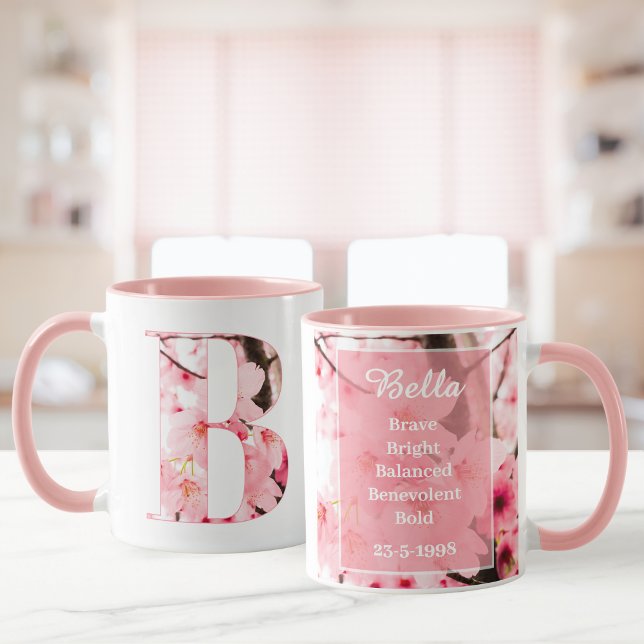 Caneca Monogrammed Sakura Mug with Customizable Name (Criador carregado)