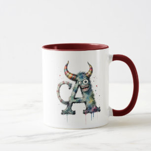 Caneca Monster - Letra A Mug - Cupa Engraçada De Café Com