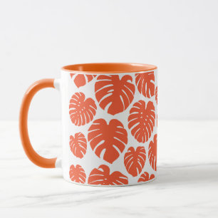 Caneca Monstera - Laranja e Branco