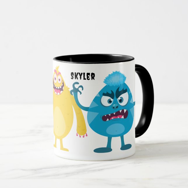 Caneca Monstrinhos Fofos Com Nome (Frente Esquerda)