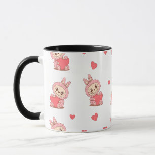 Caneca Monstro Bonito, Rosa, com Carneiro - Kawaii Lov