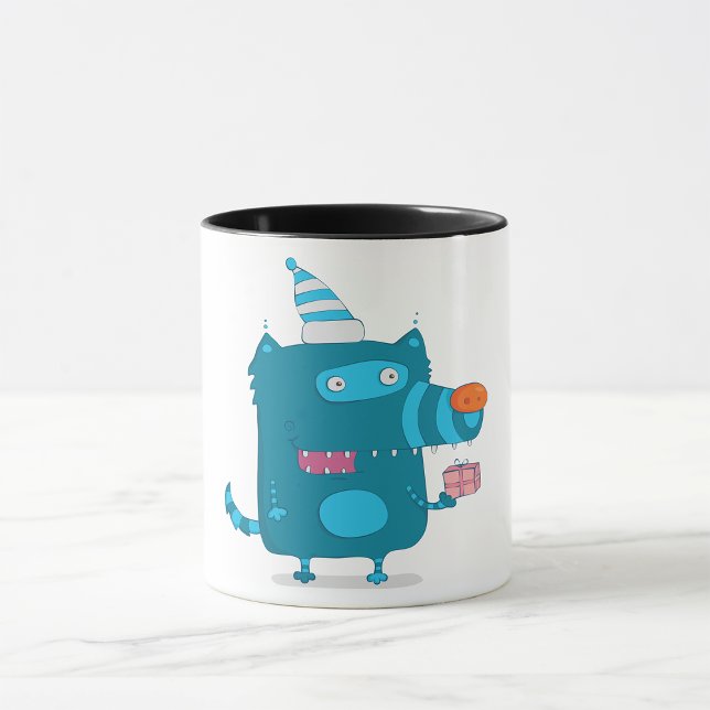 Caneca Monstro de Desenho Animado Azul Divertido com Chap (Criador carregado)