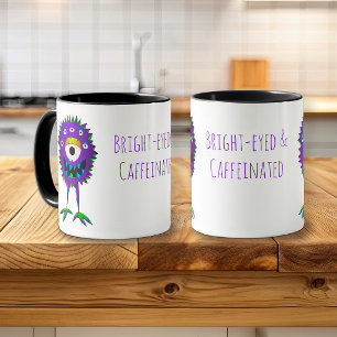 Caneca Monstro de Desenho Animado Roxo Sorridente com 1 O