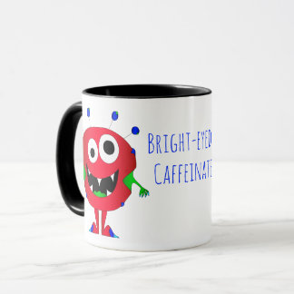 Caneca Monstro de Desenho Animado Vermelho Sorridente