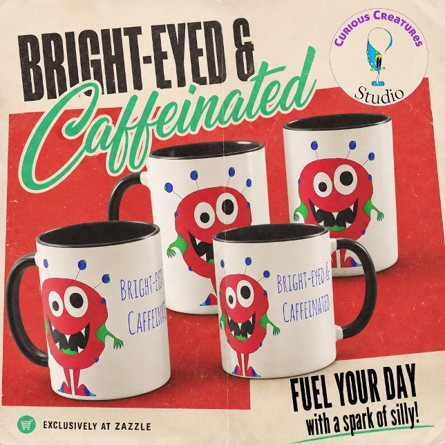 Caneca Monstro de Desenho Animado Vermelho Sorridente (Fuel Your Day with a spark of silly with this awesome cartoon character mug!)