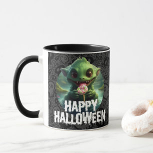 Caneca Monstro do Pântano Comendo Doce Feliz Dia das Brux