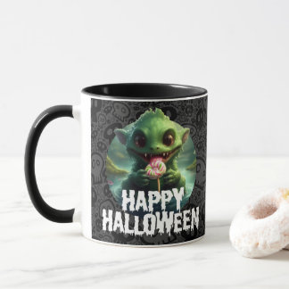 Caneca Monstro do Pântano Comendo Doce Feliz Dia das Brux