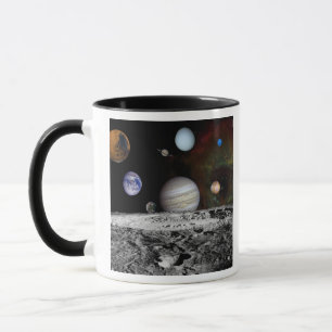 Caneca Montagem dos planetas e das luas de Jupiter