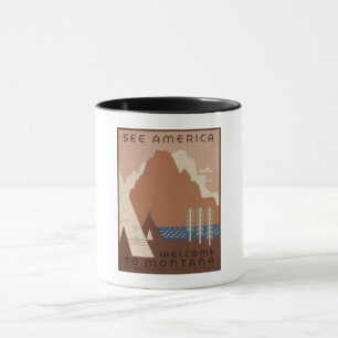 Caneca Montana State WPA Viagem AD, Native American Mug