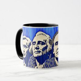 Caneca Monte Rushmore no estilo de ilusão óptica BAUHAUS