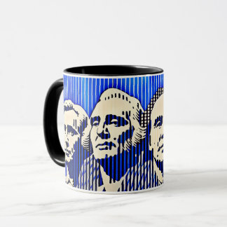Caneca Monte Rushmore no estilo de ilusão óptica BAUHAUS