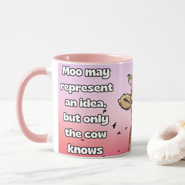 Caneca moo pode representar uma ideia, a vaca sabe (Com Donut)