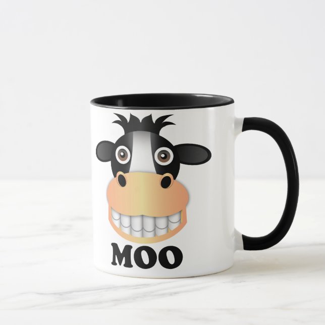 Caneca Moo -  preto Ringer Mug de 11 oz (Direita)