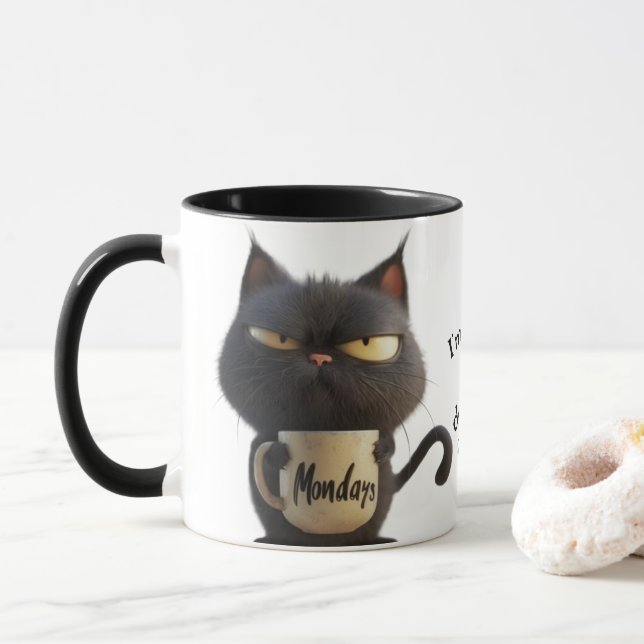 Caneca Moody Cat Coffee Mug - Puro para Sips Grumpy (Com Donut)