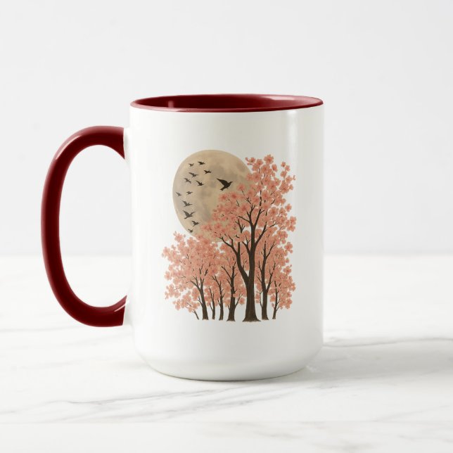 Caneca Moonlit Cherry Blossom Trees Nature Art Combo Mug (Esquerda)