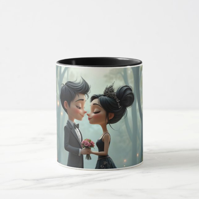 Caneca Moonlit Vows – A Cute Gothic Wedding Moment.  (Centro)