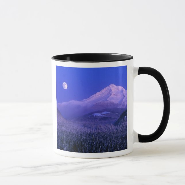 Caneca Moonrise sobre Mt Hood Winter, Oregon (Direita)