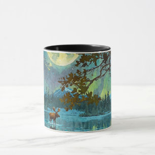 Caneca Moose Canadiana e Lua de inverno