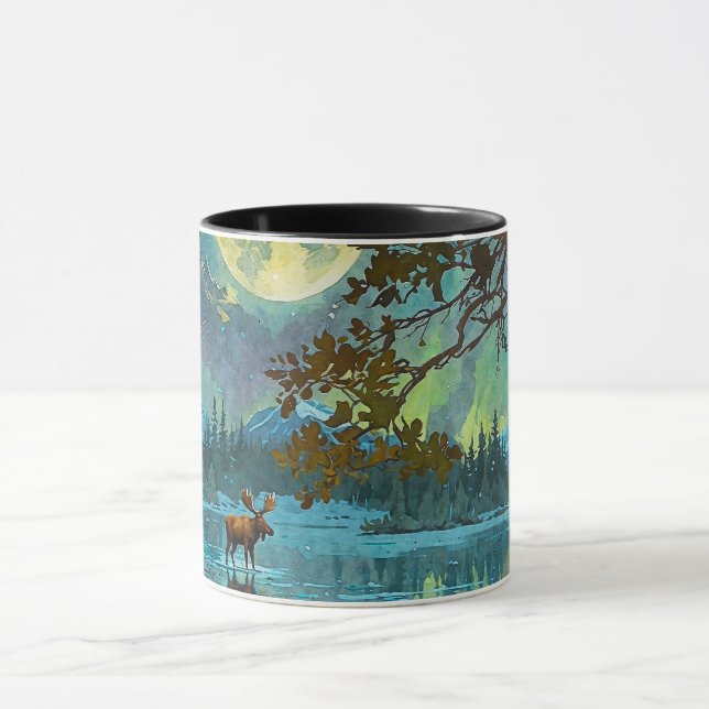 Caneca Moose Canadiana e Lua de inverno (Centro)