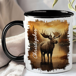 Caneca Moose na Misty Lake Refletion