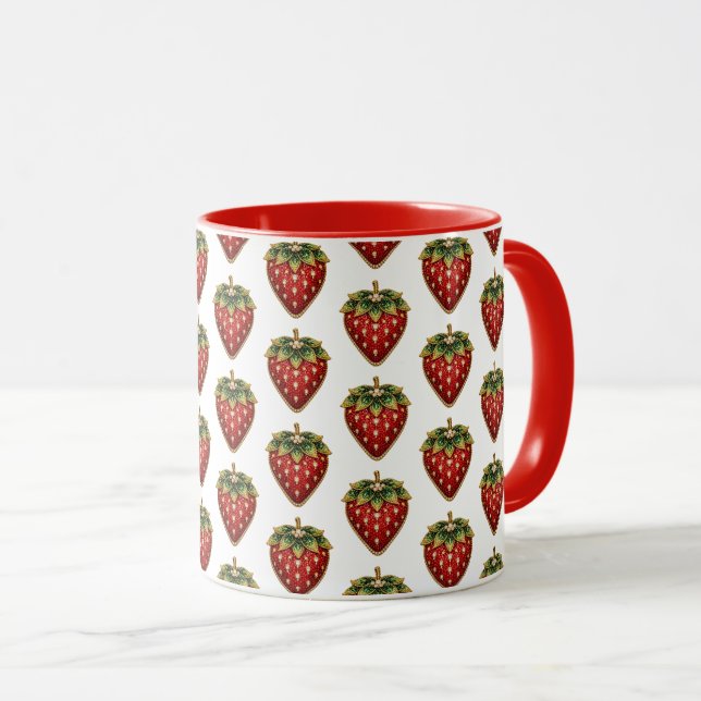 Caneca Morango Bordado (Frente Esquerda)