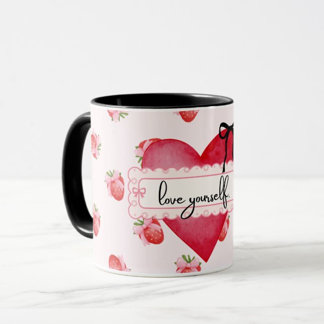 Caneca Morango Coquette Ama-Se Mug (Frente Esquerda)