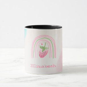 Caneca Morangos Arco-íris Aquarela