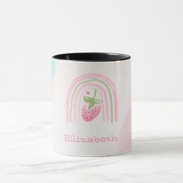 Caneca Morangos Arco-íris Aquarela (Centro)