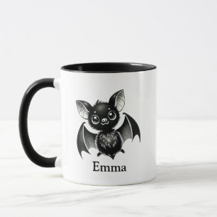 Caneca Morcego Assustador Fofo, Aquarela, Halloween