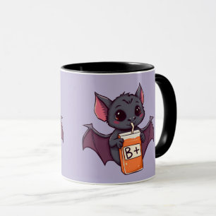 Caneca Morcego Fofo Bebendo Suco de Caixa Tipo B Positivo