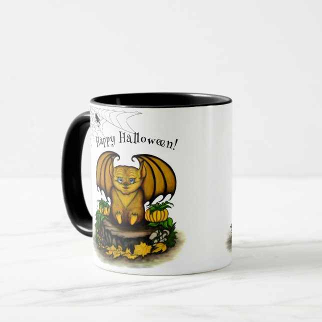 Caneca Morcego fofo de Halloween (Frente Esquerda)