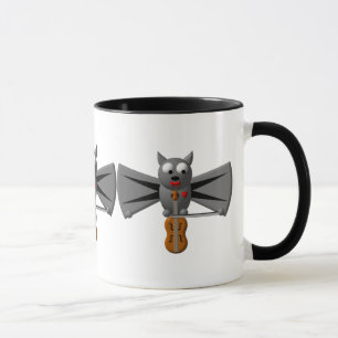 Caneca Morcego vampiro bonito tocando violino