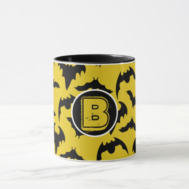 Caneca Morcegos Amarelos e Pretos Halloween (Centro)
