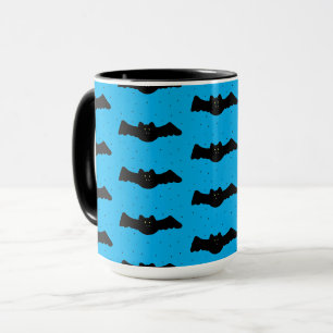 Caneca Morcegos de Halloween Azuis e Pretos