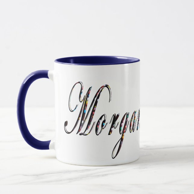Caneca Morgan, Nome, Logotipo, Blue Combo Coffee Mug. (Esquerda)
