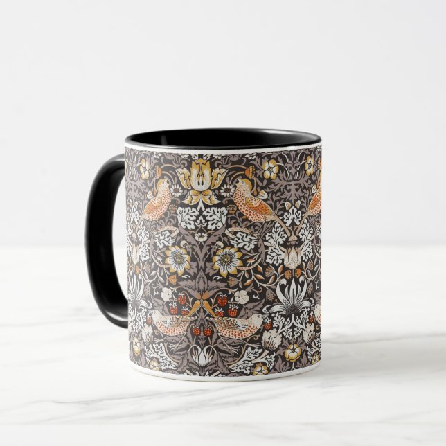 Caneca Morris Strawberry Thief Floral Pattern Earth Tones (Frente Esquerda)