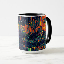 Caneca Mosaico abstrato de fogueira deslocada em verde
