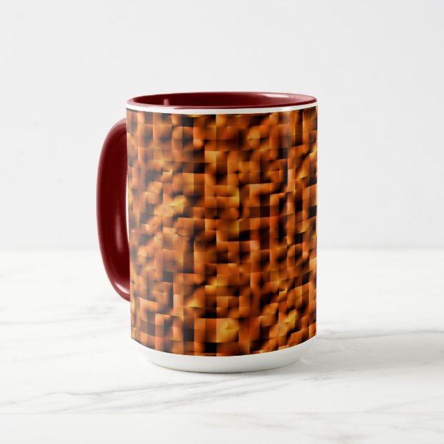 Caneca Mosaico com manchas de declive vermelho-laranja pr (Frente Esquerda)