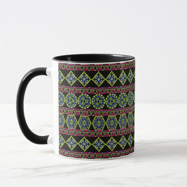Caneca Mosaico Combo Mug - Fractal Design Geométrico (Esquerda)
