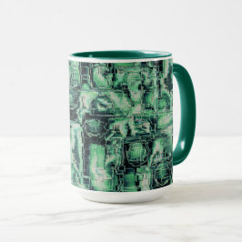 Caneca Mosaico de imagem de abstrato russo gravado em mat