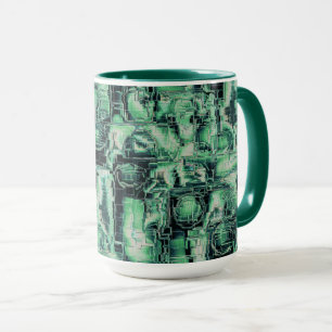 Caneca Mosaico de imagem de abstrato russo gravado em ton