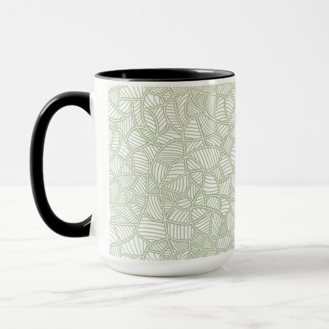 Caneca Mosaico Folha Aleatória Verde Pálido (Esquerda)