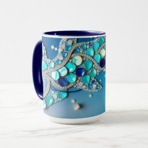 Caneca Mosaico Irisado Azul Escuro