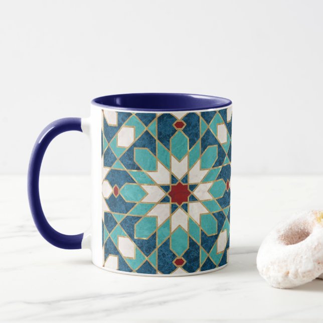 Caneca Mosaico marmorense marmoreado marroquino azul-mari (Com Donut)